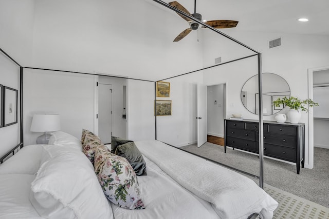 5806 Bryan Pkwy Unit 4, Dallas, TX 75206 - carpeted bedroom featuring high vaulted ceiling, baseboards, and recessed lighting