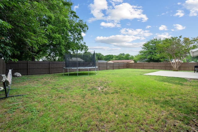 1413 Rockbrook St, Lancaster, TX 75134 - view of yard with a trampoline and a patio area
