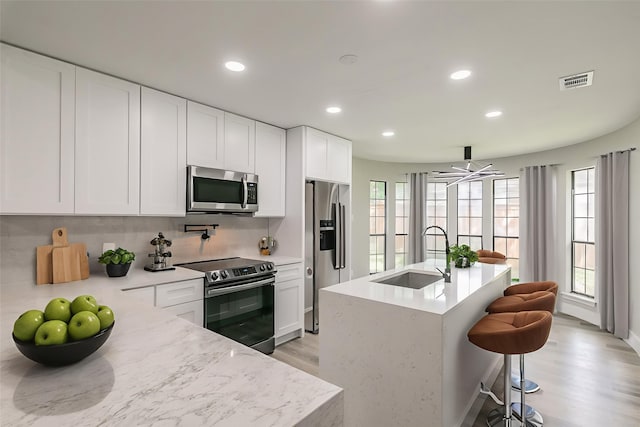 1103 Teakwood Dr, Duncanville, TX 75137 - kitchen featuring stainless steel appliances, a sink, light wood finished floors, plenty of natural light, and recessed lighting