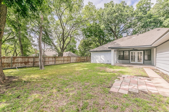 1103 Teakwood Dr, Duncanville, TX 75137 - view of yard featuring french doors, a patio, and ceiling fan
