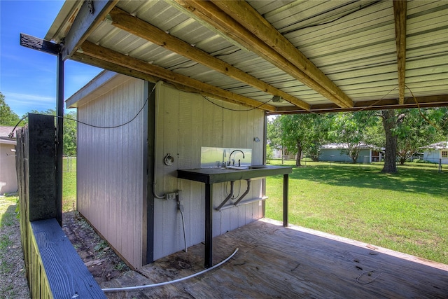 552 Oak Leaf Trl, East Tawakoni, TX 75472 - wooden deck featuring a sink and a lawn