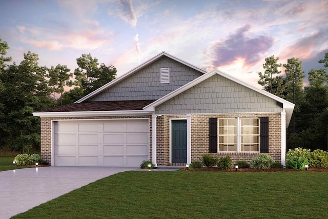3517 Sourwood Ln, Dallas, TX 75253 - view of front of property featuring driveway, brick siding, a front lawn, and a garage