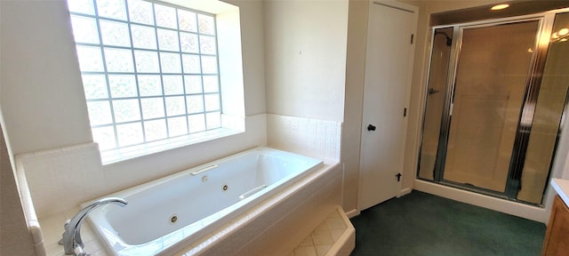 6121 Over Lake Dr, Fort Worth, TX 76135 - full bathroom with a stall shower and a tub with jets