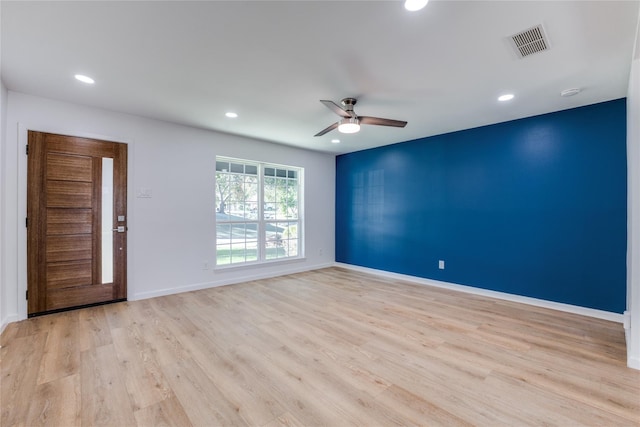 202 Kenway St, Rockwall, TX 75087 - unfurnished room with recessed lighting, light wood finished floors, a ceiling fan, and baseboards