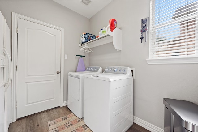 3516 Horace Ave, Fort Worth, TX 76244 - laundry room featuring independent washer and dryer, light wood-type flooring, and baseboards