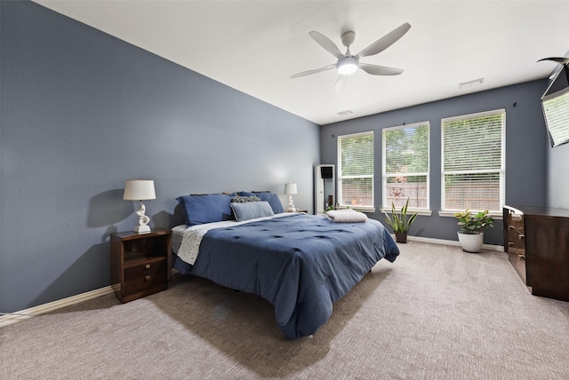 3516 Horace Ave, Fort Worth, TX 76244 - carpeted bedroom with baseboards, vaulted ceiling, and ceiling fan