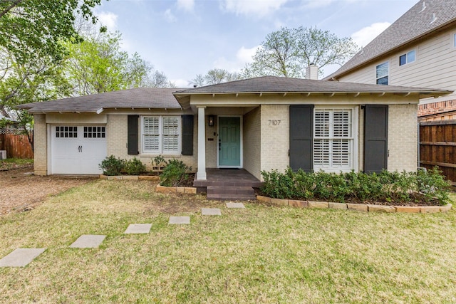 7107 La Vista Dr, Dallas, TX 75214 - view of front of house with brick siding, an attached garage, a chimney, and roof with shingles