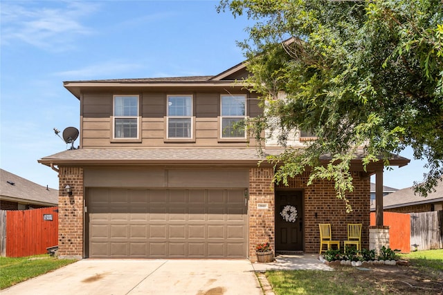 2841 Pacifico Way, Fort Worth, TX 76111 - view of front facade featuring brick siding, a garage, driveway, and roof with shingles