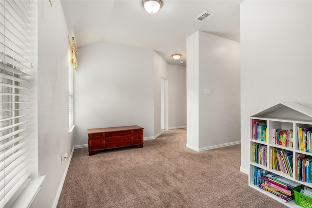 2841 Pacifico Way, Fort Worth, TX 76111 - corridor with carpet flooring, vaulted ceiling, and baseboards
