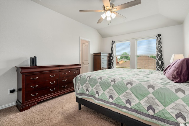 2841 Pacifico Way, Fort Worth, TX 76111 - bedroom with vaulted ceiling, light carpet, ceiling fan, and baseboards