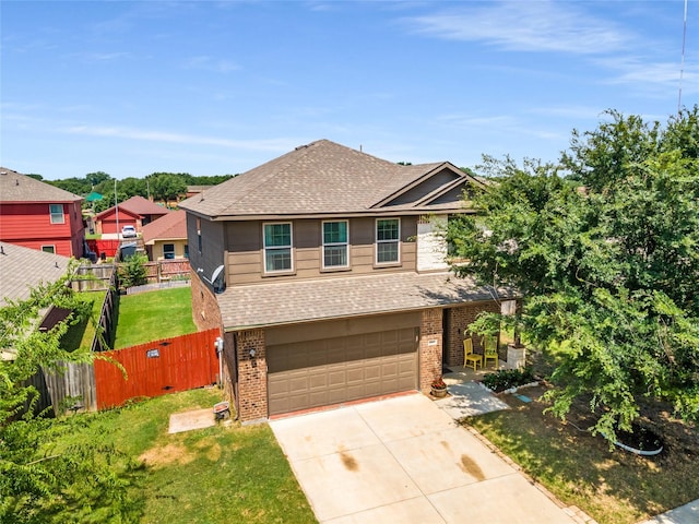2841 Pacifico Way, Fort Worth, TX 76111 - view of front of property with brick siding, a shingled roof, an attached garage, and concrete driveway