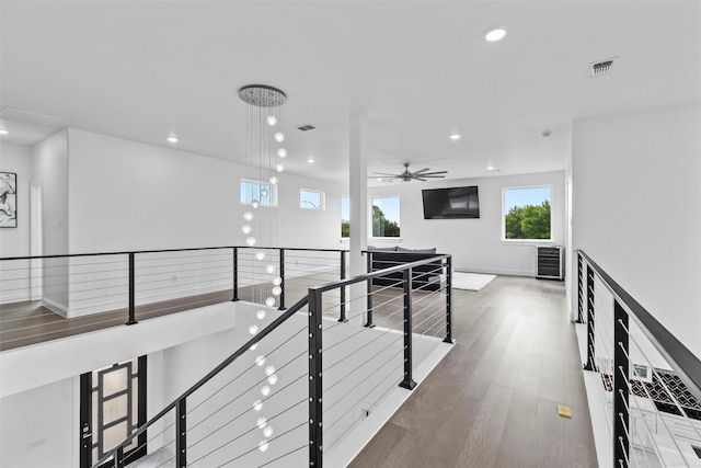3620 Quail Ln, Arlington, TX 76016 - hallway featuring an upstairs landing, recessed lighting, and wood finished floors