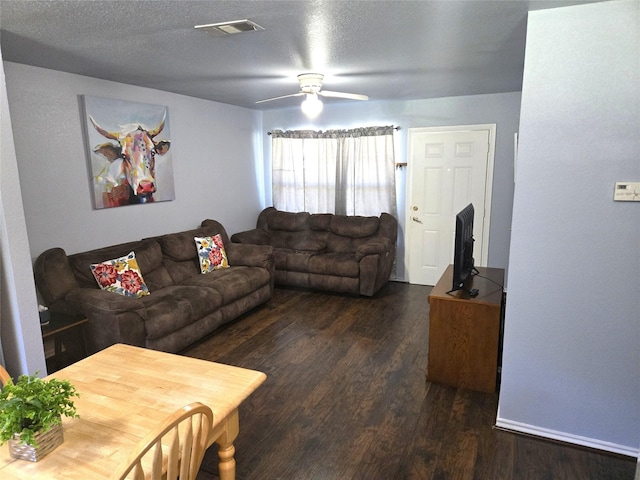306 S Allen St, Boyd, TX 76023 - living room featuring wood finished floors and ceiling fan
