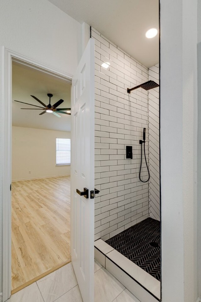 15525 Western Trl, Frisco, TX 75035 - bathroom with a stall shower and a ceiling fan