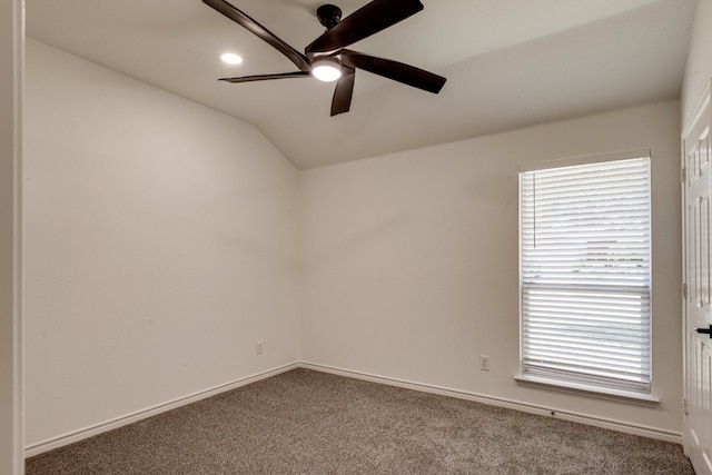 15525 Western Trl, Frisco, TX 75035 - carpeted empty room featuring ceiling fan, vaulted ceiling, and baseboards