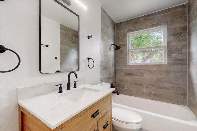 409 Fleming Dr, Hurst, TX 76053 - bathroom with toilet, vanity, and washtub / shower combination