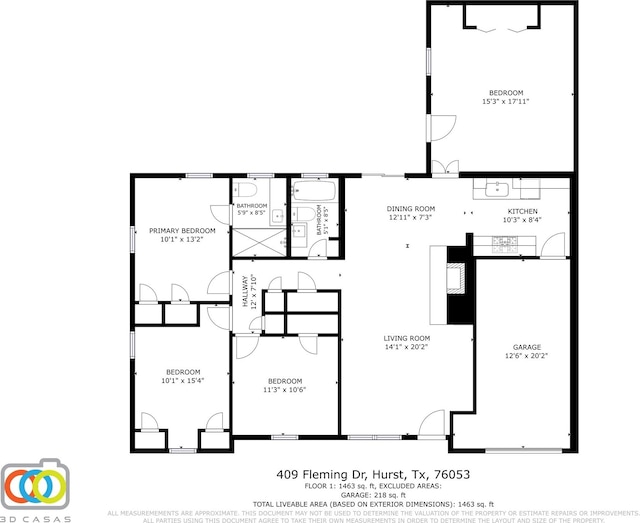 409 Fleming Dr, Hurst, TX 76053 - floor plan / room layout