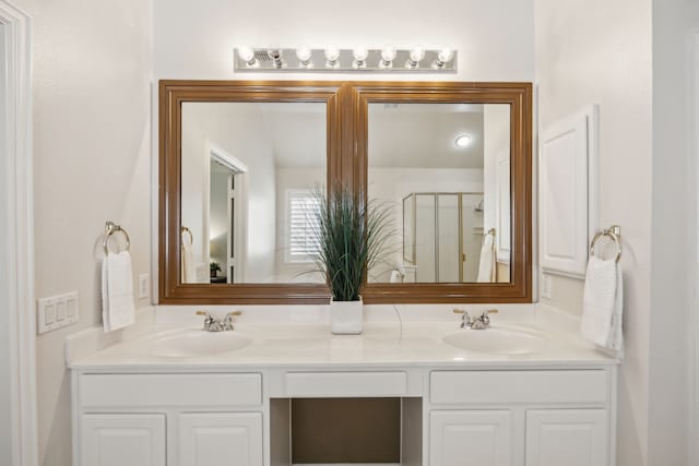 308 Wrangler Dr, Fairview, TX 75069 - full bathroom with double vanity and an enclosed shower