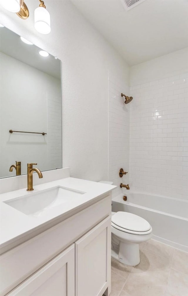 533 Hillcrest Cir, Justin, TX 76247 - full bath featuring vanity, toilet, tile patterned floors, and shower / tub combination