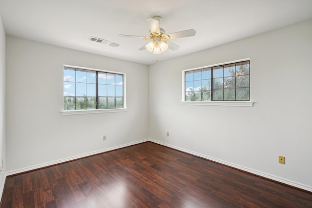 2224 Bluff Ct, Cedar Hill, TX 75104 - empty room featuring a ceiling fan, wood finished floors, and baseboards
