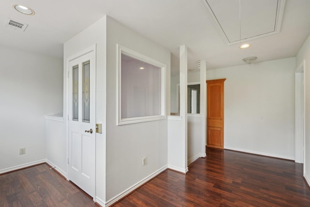 2224 Bluff Ct, Cedar Hill, TX 75104 - empty room featuring wood finished floors, recessed lighting, attic access, and baseboards