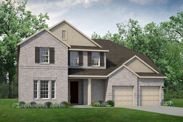 213 Yaupon Holly St, Lavon, TX 75166 - view of front facade featuring brick siding, a front yard, and driveway