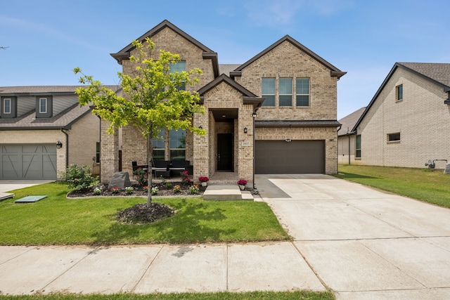 2811 Trinity Ridge St, Mansfield, TX 76063 - view of front of home featuring brick siding, concrete driveway, a garage, and a front lawn