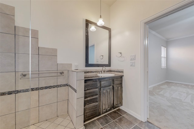 2728 Gull Lake Dr, Plano, TX 75025 - bathroom featuring vanity, crown molding, and baseboards