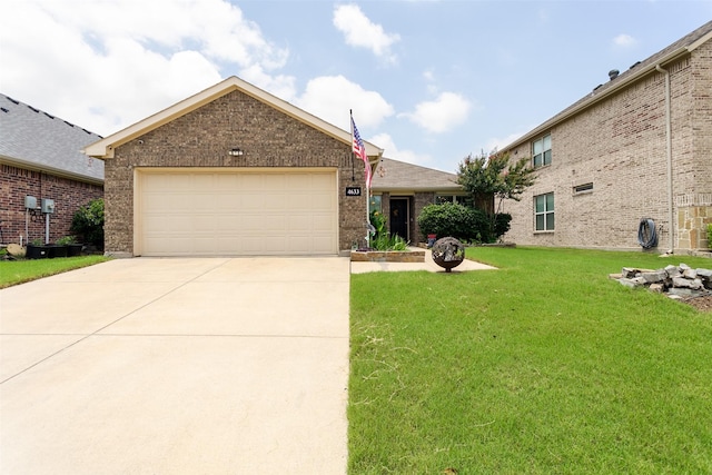 4633 Sleepy Meadows Dr, Fort Worth, TX 76244 - ranch-style home with a front yard, concrete driveway, brick siding, and a garage