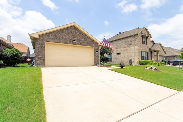 4633 Sleepy Meadows Dr, Fort Worth, TX 76244 - view of front of house featuring a garage, a front lawn, brick siding, and concrete driveway