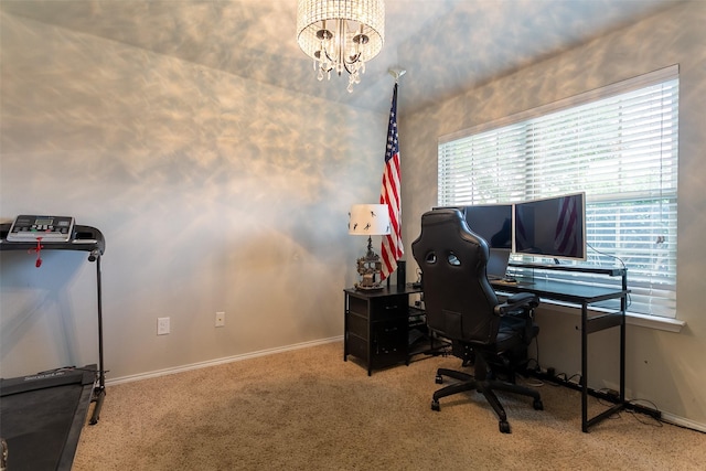 4633 Sleepy Meadows Dr, Fort Worth, TX 76244 - carpeted office space featuring a chandelier and baseboards