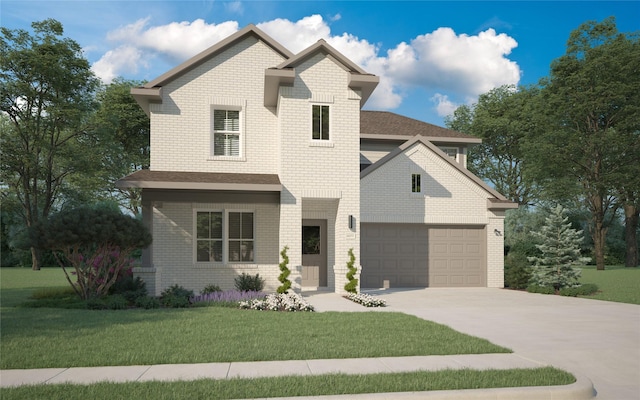 2101 Sandpiper Way, Princeton, TX 75407 - view of front of house featuring concrete driveway, a front yard, a garage, and brick siding