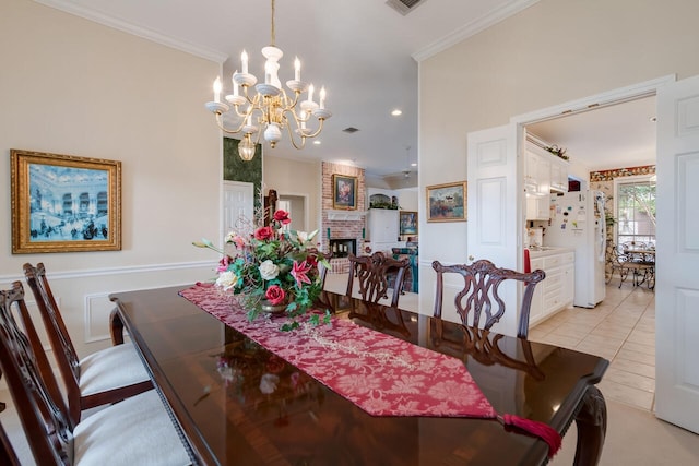 1317 Radisson Dr, Hewitt, TX 76643 - dining area with a chandelier, ornamental molding, recessed lighting, and light tile patterned floors