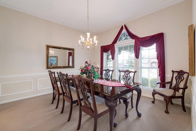 1317 Radisson Dr, Hewitt, TX 76643 - dining area featuring light colored carpet, a chandelier, crown molding, and baseboards