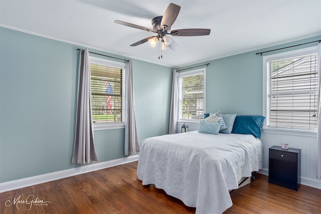 361 Carrollton Ave, Shreveport, LA 71105 - bedroom featuring wood finished floors, baseboards, ceiling fan, and ornamental molding