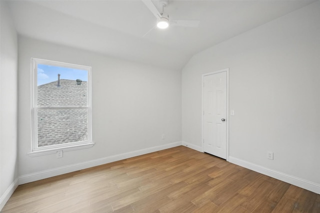 4309 Cutter Springs Ct, Plano, TX 75024 - unfurnished room featuring ceiling fan, light wood-style floors, vaulted ceiling, and baseboards
