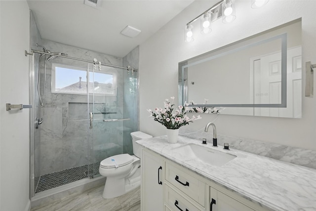 4309 Cutter Springs Ct, Plano, TX 75024 - full bath with vanity, a marble finish shower, and toilet