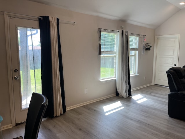 1311 Rosler St, Mansfield, TX 76063 - home office with light wood-style flooring, lofted ceiling, and baseboards