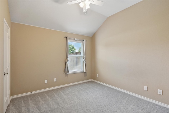 12712 Greenhaven Dr, Frisco, TX 75035 - carpeted empty room featuring ceiling fan, vaulted ceiling, and baseboards