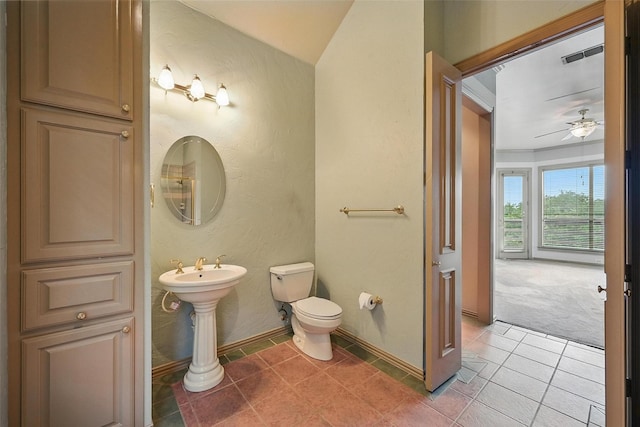 661 Diamond Point Dr, Oak Point, TX 75068 - bathroom with ceiling fan, tile patterned flooring, and a textured wall