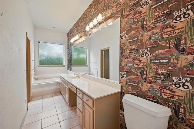 661 Diamond Point Dr, Oak Point, TX 75068 - full bath featuring vanity, a bath, and tile patterned flooring