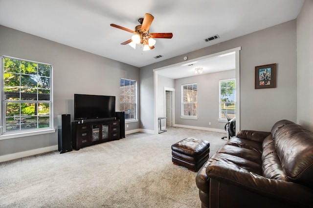 990 Cornelius Rd, Rockwall, TX 75087 - carpeted living area with ceiling fan, healthy amount of natural light, and baseboards