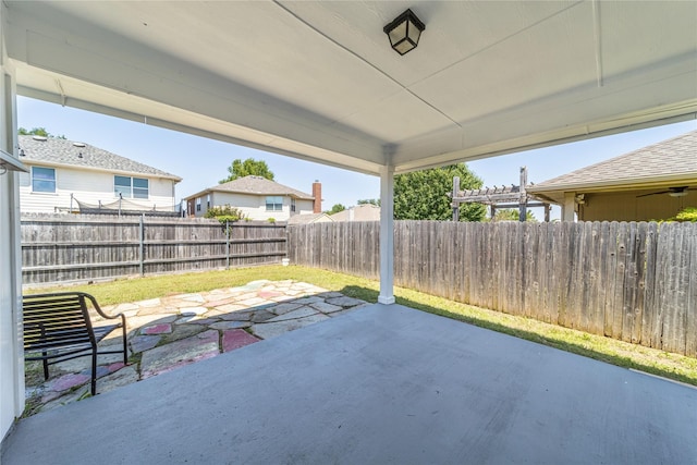 4026 Red Rock Dr, Heartland, TX 75126 - fenced backyard featuring a patio and a pergola