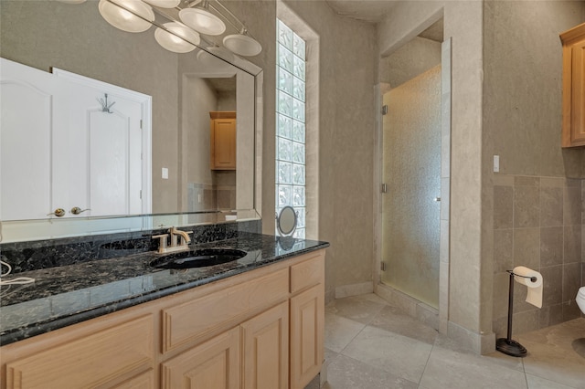 732 Richmond Ln, Keller, TX 76248 - full bathroom featuring a stall shower, vanity, toilet, and tile patterned floors