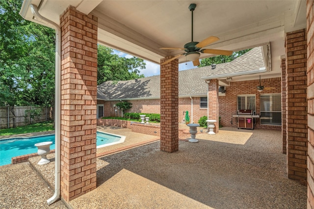 732 Richmond Ln, Keller, TX 76248 - fenced backyard with ceiling fan and a patio