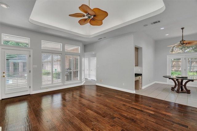 732 Richmond Ln, Keller, TX 76248 - unfurnished living room with ceiling fan, light wood-style floors, baseboards, healthy amount of natural light, and recessed lighting