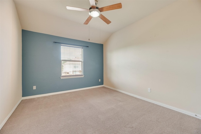 4651 Penelope Ln, Plano, TX 75024 - carpeted empty room featuring lofted ceiling, ceiling fan, and baseboards