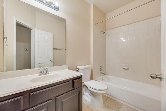 4651 Penelope Ln, Plano, TX 75024 - bathroom featuring toilet, vanity, shower / bath combination, and tile patterned floors