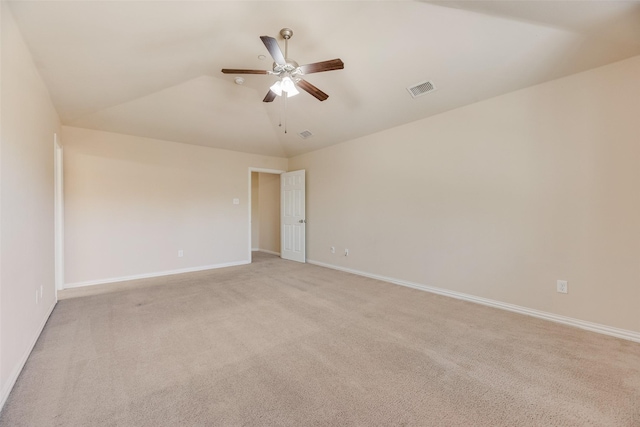 4651 Penelope Ln, Plano, TX 75024 - spare room with light carpet, lofted ceiling, ceiling fan, and baseboards