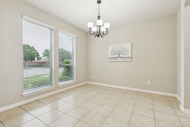 1702 Travis Ct, Allen, TX 75002 - unfurnished room with a chandelier, light tile patterned floors, and baseboards
